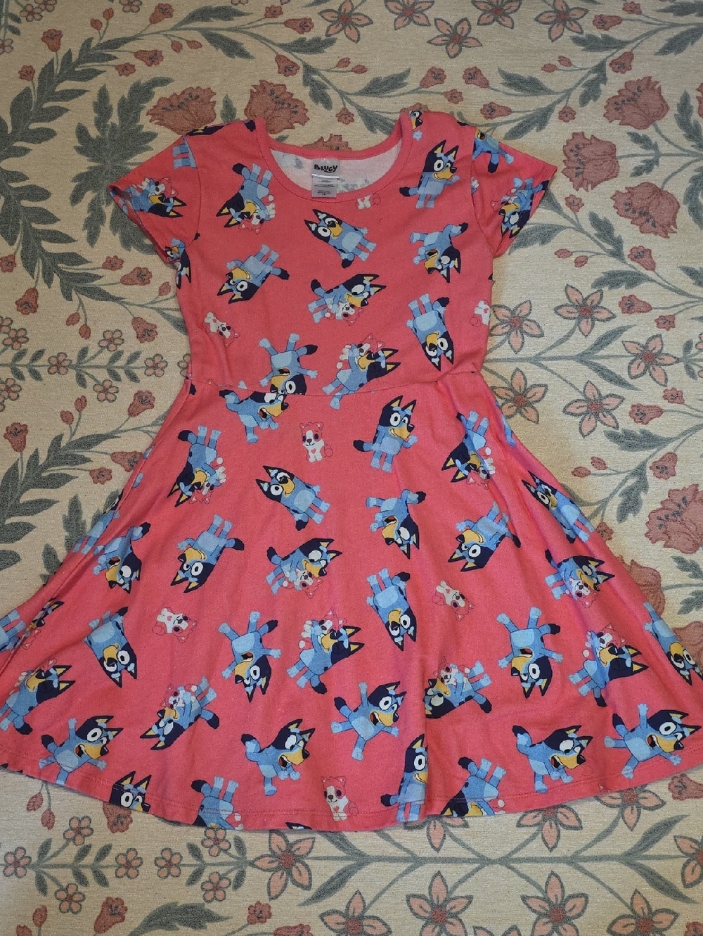 Bluey Print Pink Girls' Twirl Dress
